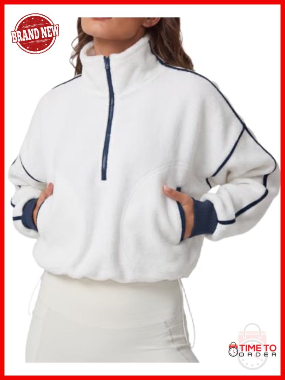 Sherpa Fleece Half Zip Pullover Sweatshirt Cropped Winter Jacket